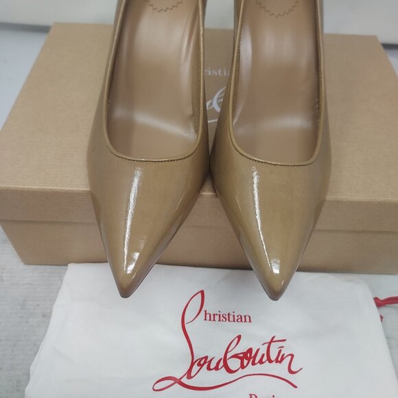 CHRISTIAN LOUBOUTIN Sporty Kate Patent Tan Pump Shoe - Picture 8 of 9